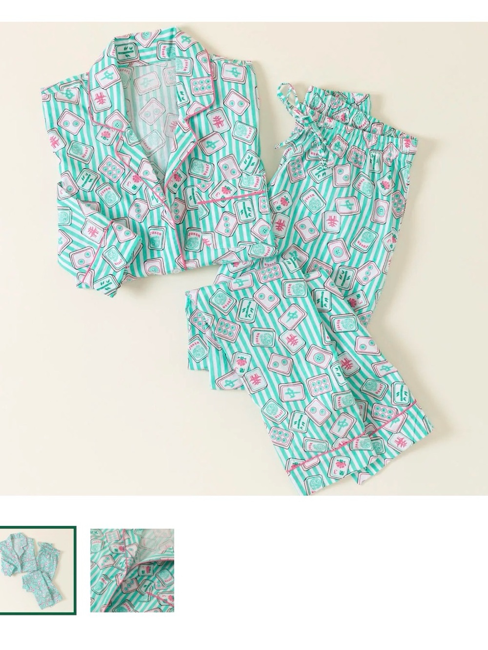 Mahjong Printed Pajama Set for Women